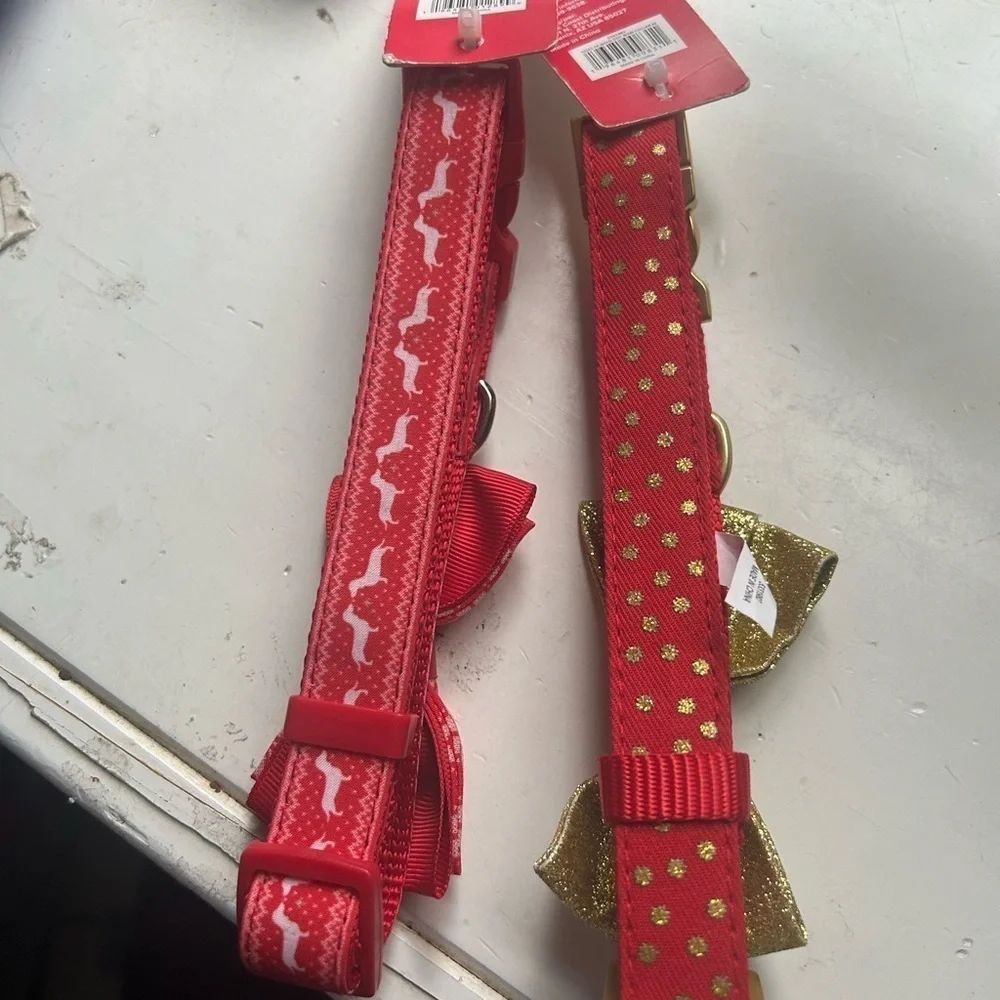 NWT Set Of Two Merry and Bright Festive Dog Collar Size M